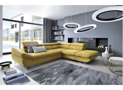 Ecke Couch Sets L-Form Sofa weiche Polsterung Wohnbereich Möbel Textil Gelb Neu