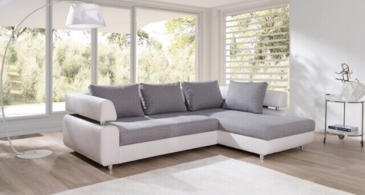 Ecksofa Wohnlandschaft + Bettfunktion Sofa Ecksofa Couch Ecke Polster Garnitur