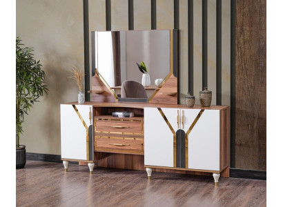 Anrichte Schrank Braun Hochglanz Möbel Holz Luxus Kommode Sideboard Neu