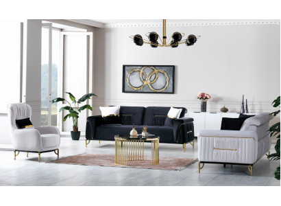 Design Wohnzimmer Set Sofagarnitur 3+3+1 Wohnzimmer Möbel Garnituren Samt