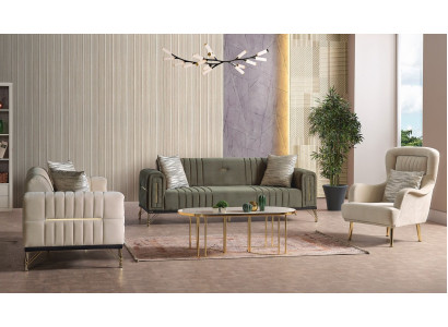 Exklusives Sofagarnitur set 3+3+1 3tlg 2x Sofa Relax Sessel Luxuriöses Set