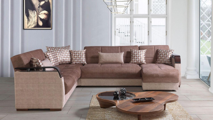 Ecksofa Wohnlandschaft Braun L-Form Sofa Wohnzimmer Ecksofas Luxus Eckgarnitur