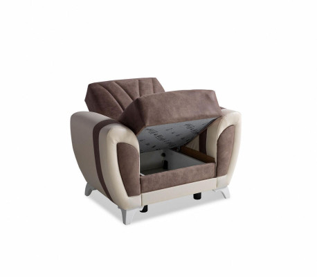 Schlafsofa Sofagarnitur 3+2+1+1 Sitzer Textil Sofa Sessel Komplett Set Braun