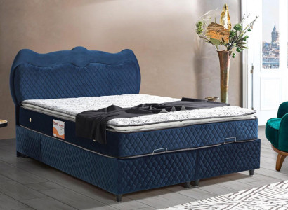 Bett Design Betten Luxus Blau Polster Schlafzimmer Möbel Luxus Modern Boxspring