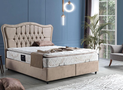 Bett Design Betten Luxus Polster Schlafzimmer Möbel Modern Beige 160x200