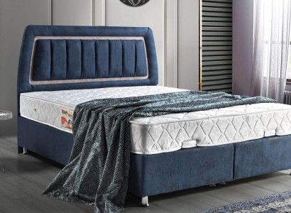 Bett Design Betten Luxus Bettkasten Polster Schlafzimmer Möbel Modern Blau