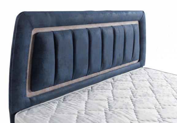 Bett Design Betten Luxus Bettkasten Polster Schlafzimmer Möbel Modern Blau