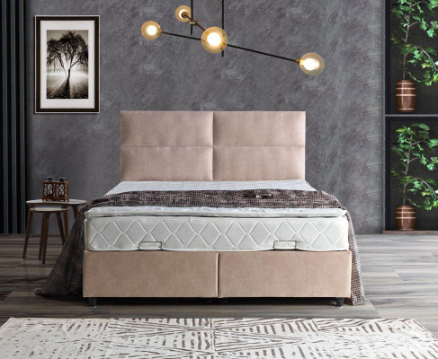 Bett Design Betten Luxus Beige Polster Schlafzimmer Möbel Doppelbetten 160x200