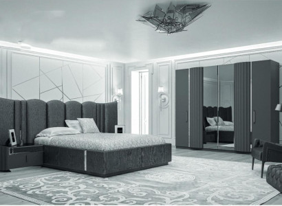 Bett 2x Nachttische Kleiderschrank 4tlg Schlafzimmer Set Modern Luxus Neu