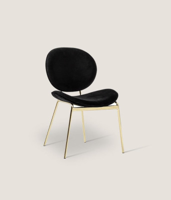 Schwarzer Designer Stuhl mit Edelstahlfüßen Moderne Esszimmerstühle