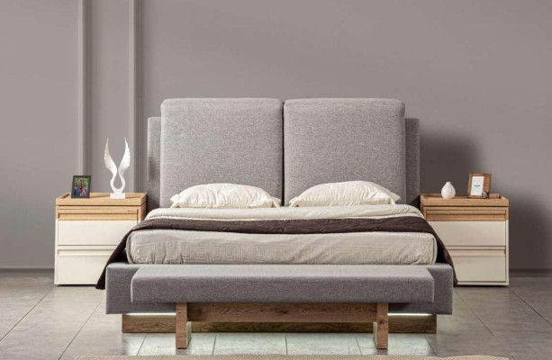 Schlafzimmer Set Bett 2x Nachttische Kleiderschrank 5tlg Luxus Möbel