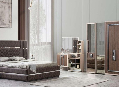 Bett 2x Nachttische 5tlg Schlafzimmer Design Modern Luxus Möbel Neu