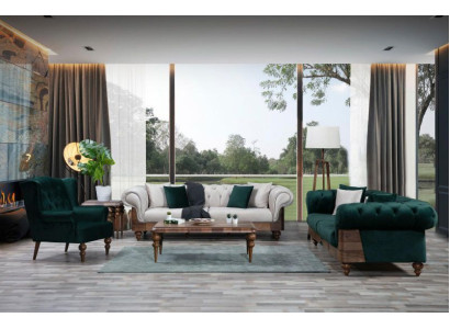 Moderne Zwefarbige Chesterfield Sofagarnitur 3+3+1 Sitzer Luxus Möbel