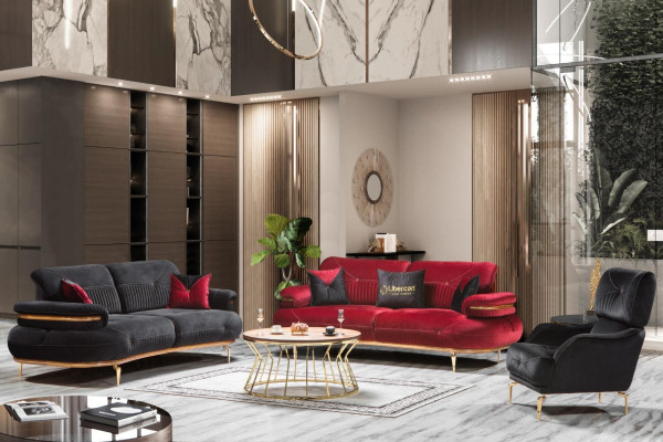 Moderne Wohnzimmermöbel Set Polster Sofa Sessel Modern 3-tlg