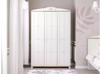 Design Kleiderschrank Schrank Holzschrank Möbel Holz Luxus Weiß 3 Tür