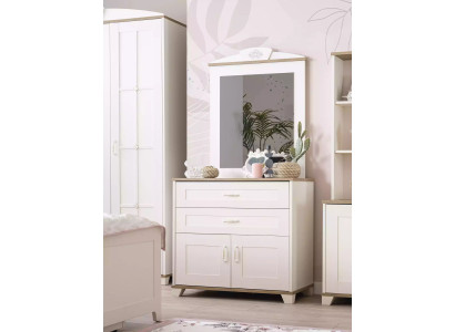 Garnitur Kommode mit Spiegel Set Schrank Holz Weiß Kommoden Design