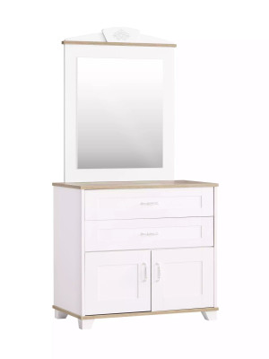 Garnitur Kommode mit Spiegel Set Schrank Holz Weiß Kommoden Design