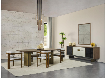 Essecke Essgruppe Garnitur Esstisch Set 9tlg Esszimmer Braun Holz Neu