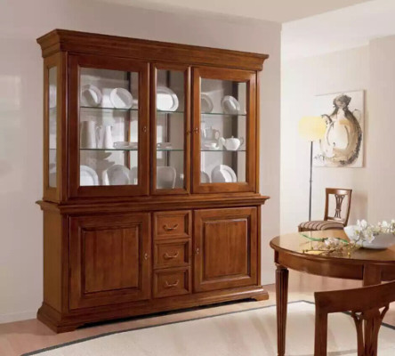 Klassisch Vitrine Italienische Luxus Möbel Vitrinen Holzschrank Design Schrank