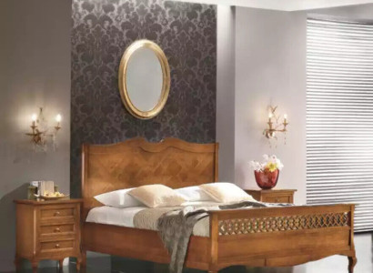 Bett 2x Nachttische 3tlg. Italienische Möbel Schlafzimmer Holz Neu Set