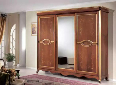 Brauner Klassischer Massivholz Kleiderschrank Spiegel Schlafzimmer Möbel