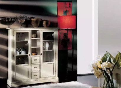 Wohnzimmer Möbel Holz Vitrine Glas Schrank Echtholz Anrichte Vitrine