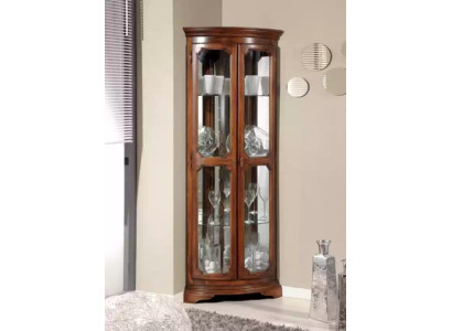 Klassische Möbel Holz Braun Eckvitrine Vitrineschrank Italienische Möbel