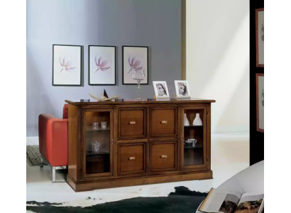 Wohnzimmer SideboardGlas Schrank Vitrine Esszimmer Anrichte Holz Möbel