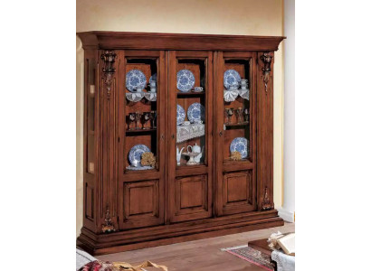 Glas Vitrine Holzschrank Klassische Anrichte Möbel Regale Massivholz Schrank
