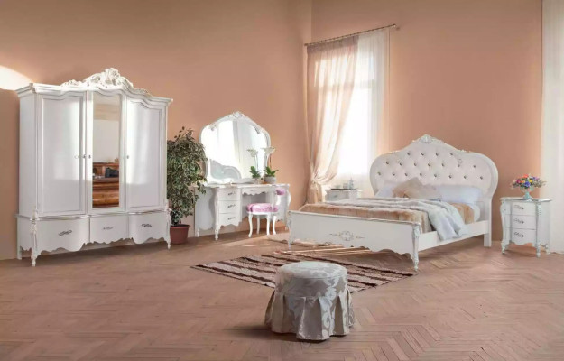 Weißer Kleiderschrank Massivholz Möbel Schlafzimmer Designer Glastüren