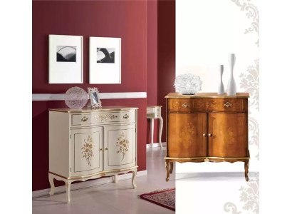 Luxuriöses weißes Sideboard mit Schubladen Möbel Holzschrank Lampe Lampen