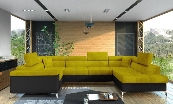 U Form Ecksofa Stoff Sitz Garnitur Designer Wohnlandschaft Textil Couch Sofa Neu