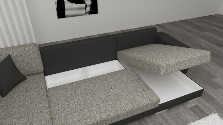 Wohnlandschaft Ecksofa Sofa Couch Polster Textil Eck Textil Stoff Garnitur Neu
