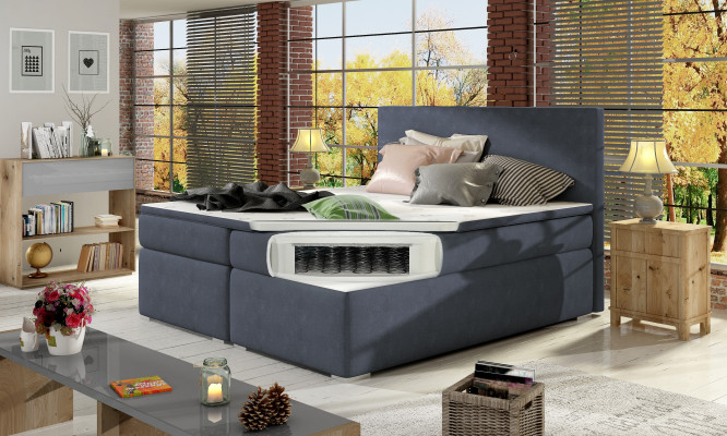 Lederbett Polster Bett Boxspring Betten Bettkasten Matratze Topper