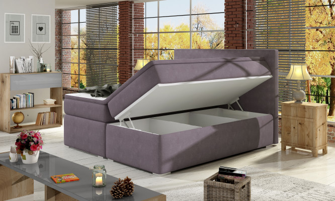 Lederbett Polster Bett Boxspring Betten Bettkasten Matratze Topper