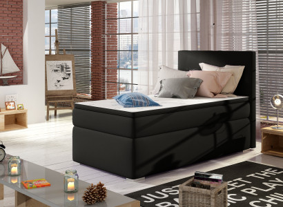 Boxspring Bett Hotel Betten 90x200cm Leder Komplett Bettkasten Topper