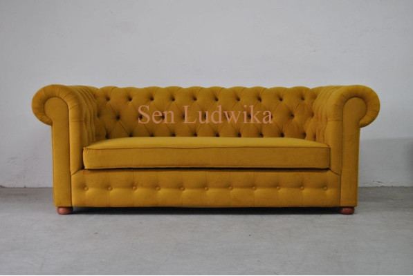 Chesterfield Dreisitzer Samt Couch Polster Schlaf Sofa Couch Bettfunktion Neu