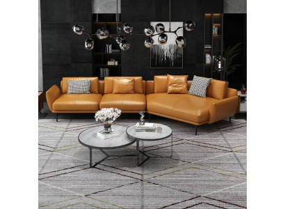 Ecksofa Sofa L-Form Ledersofa Couch Wohnlandschaft Garnitur Trapez Moderne Sofas