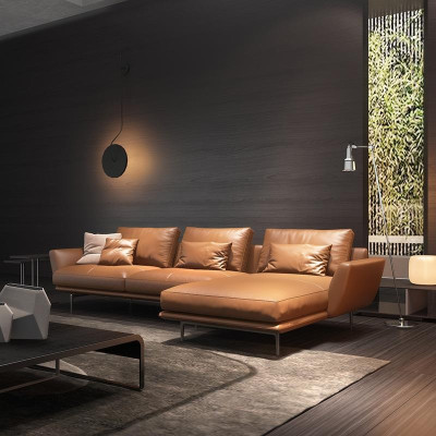 Sofa L-Form Ledersofa Couch Wohnlandschaft Garnitur Design Ecksofa Modern Sofa
