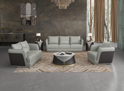 Sofagarnitur 3+2 Sitzer Wohnlandschaft Sofa Couch Polster Garnitur Ledersofa Neu