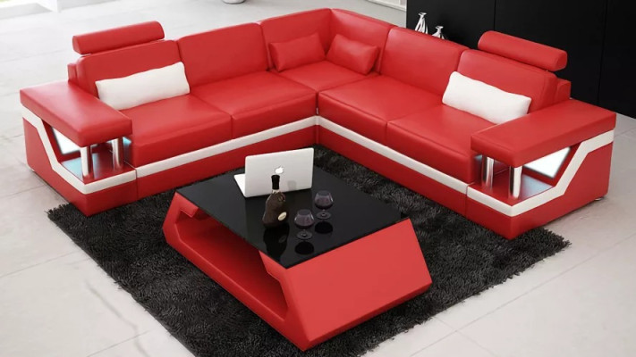 Wohnlandschaft Sofa Garnitur Eckgarnitur Ledersofa Polster Polster Couch