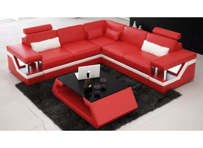 Wohnlandschaft Sofa Garnitur Eckgarnitur Ledersofa Polster Polster Couch