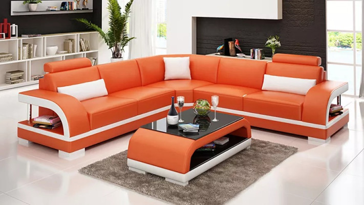 Ledersofa Ecksofa Polster Eckgarnitur Sofa Polster Couch Garnitur Wohnlandschaft