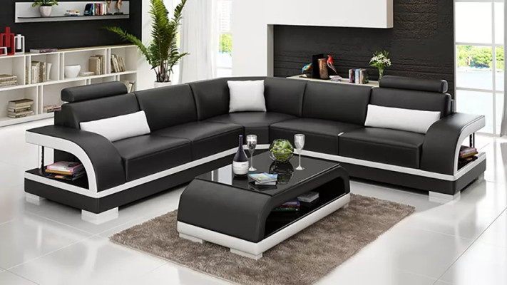 Ledersofa Ecksofa Polster Eckgarnitur Sofa Polster Couch Garnitur Wohnlandschaft