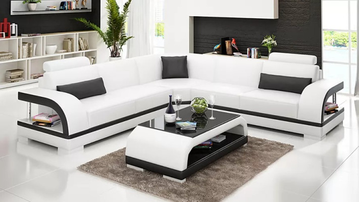 Ledersofa Ecksofa Polster Eckgarnitur Sofa Polster Couch Garnitur Wohnlandschaft