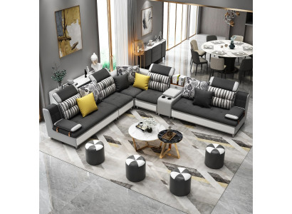 Ecksofa L Form Modernes Sofa Ledersofa Polster Wohnlandschaft Design Couchen Neu