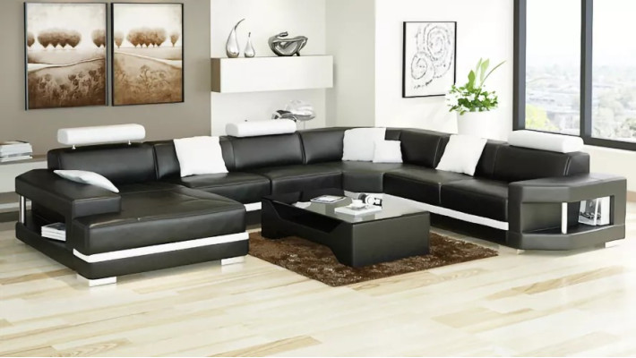 Design Moderne Wohnzimmer Ecksofa Möbel Eckcouch Lederpolster Couch