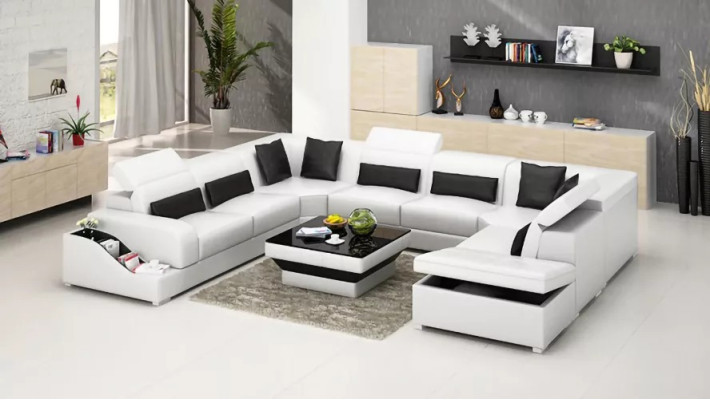 Wohnzimmer Leder xxl couch sofa landschaft moderne designer eckpolster