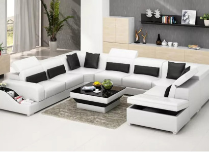 Wohnzimmer Leder xxl couch sofa landschaft moderne designer eckpolster