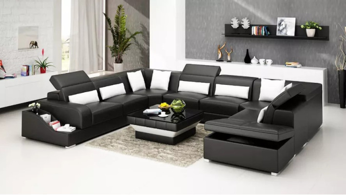 Wohnzimmer Leder xxl couch sofa landschaft moderne designer eckpolster